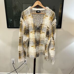 Stussy - Hairy Plaid Cardigan Large (#117169) - Gold